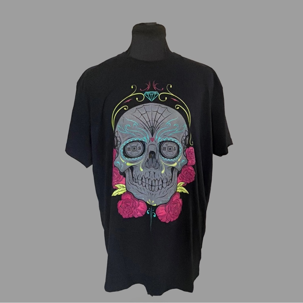 Project X Black T-shirt Dia de Los Deadlifts Skull Design Unisex Size Large